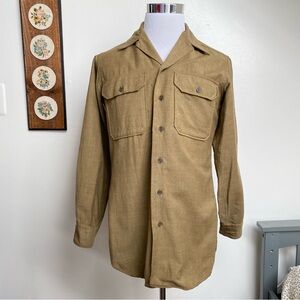 Vintage WWII Field Wool Military US Army Button Up Shirt